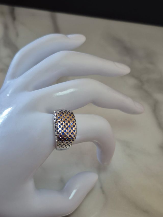 Anello in Argento 925 con Zirconi Blu Zaffiro