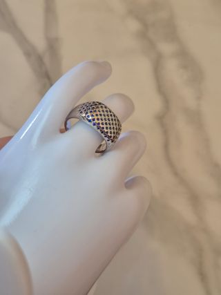 Anillo Plata 925 con Circonitas Azul Zafiro