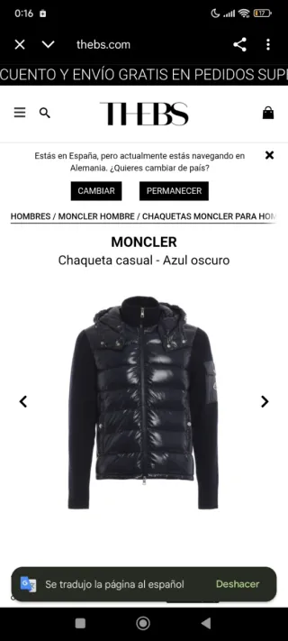 Chaqueta Moncler casual azul oscuro