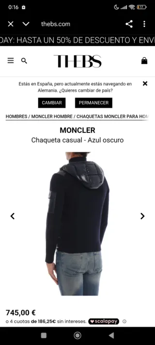 Chaqueta Moncler casual azul oscuro