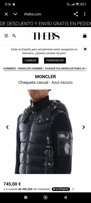 Chaqueta Moncler casual azul oscuro