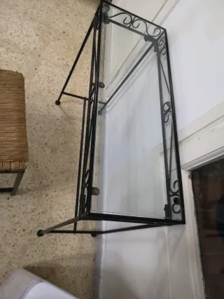 Tavolo e Sedia Ausiliari in Cristallo e Metallo