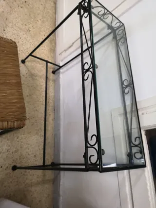 Tavolo e Sedia Ausiliari in Cristallo e Metallo