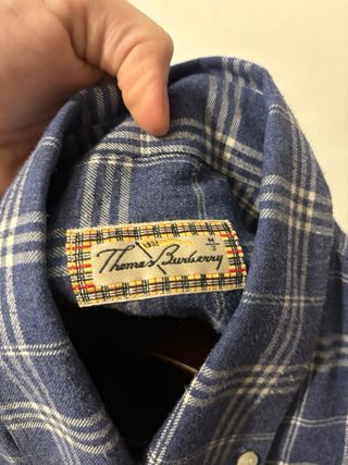 Camisa Cuadros Franela Thomas Burberry Azul y Blan