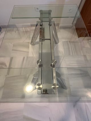 Tavolo da Pranzo Estensibile in Cristallo Argento