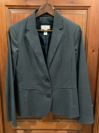 Americana mujer Mango Raya Diplomática Gris