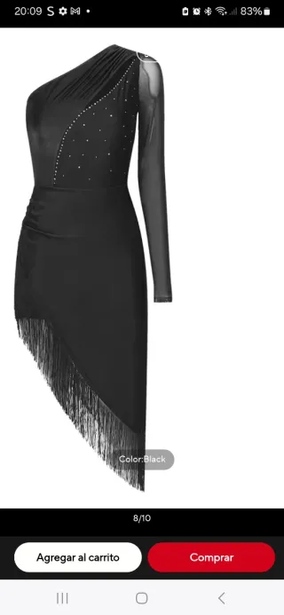 Vestido Ottos negro con flecos