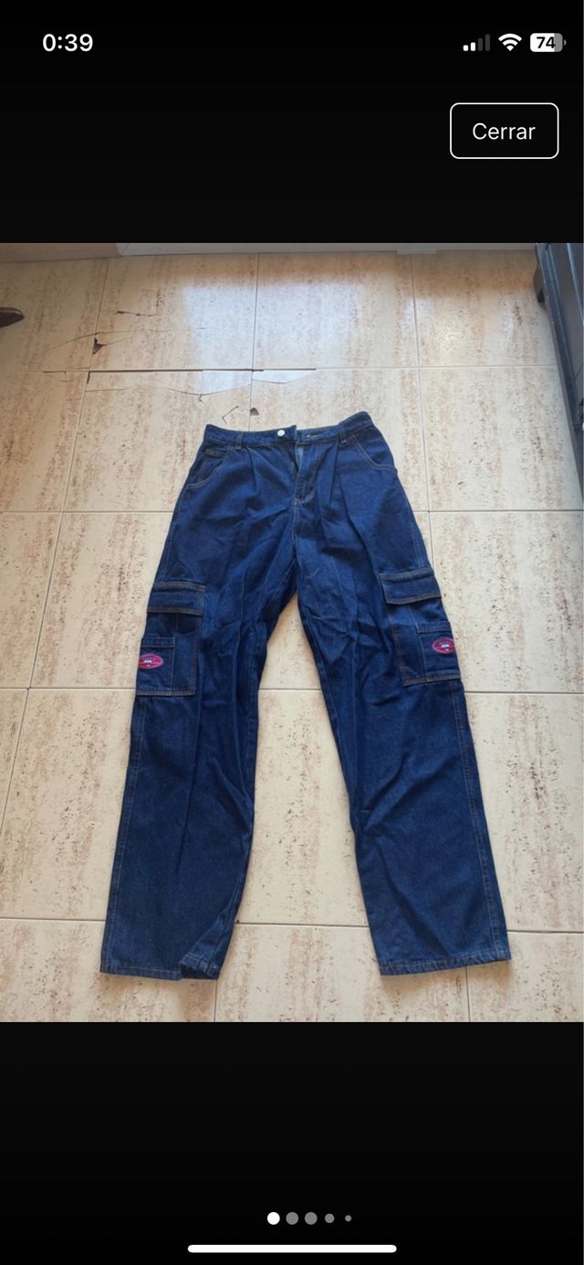 Pantalones vaqueros cargo azules