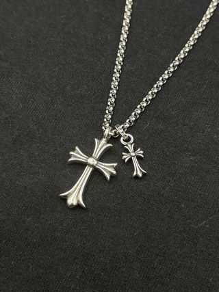 Collana CH doppia croce gotica argento 925