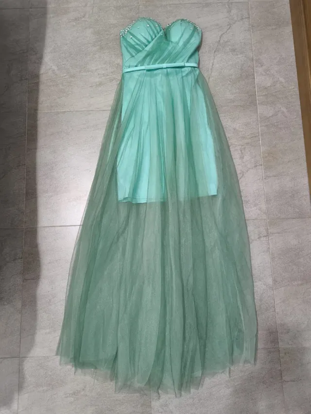 Vestido fiesta azul verdoso Talla S