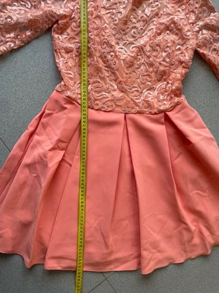 Vestido coral elegante encaje lentejuelas talla 42