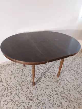 Mesa redonda madera y cristal estensible