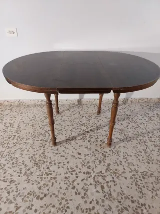 Mesa redonda madera y cristal estensible