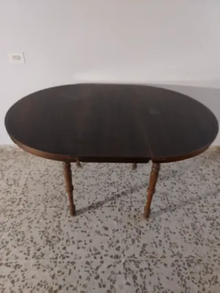 Mesa redonda madera y cristal estensible