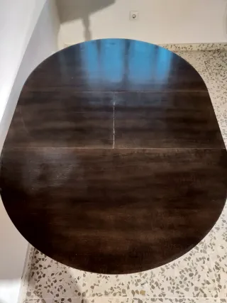 Mesa redonda madera y cristal estensible