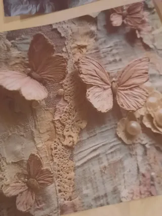 8 Gravuras composição Rendas,perolas e  Borboletas