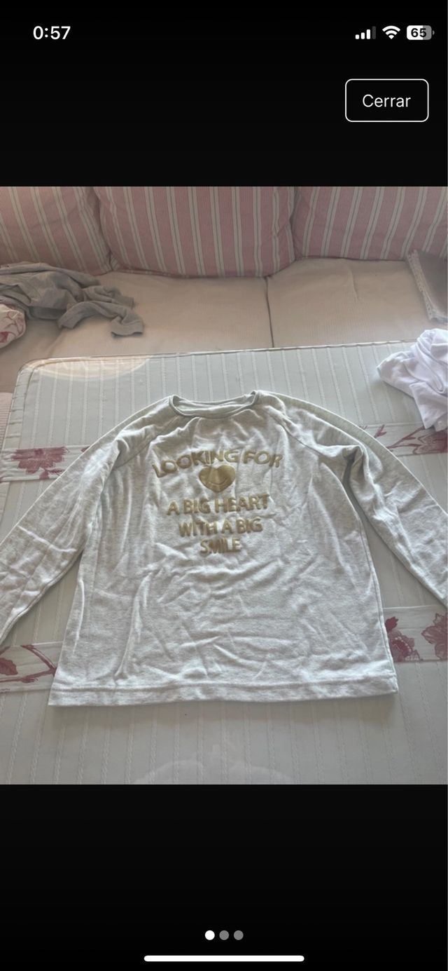 Sudadera gris con estampado dorado