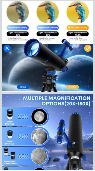 Telescopio Dianfan 80mm Apertura