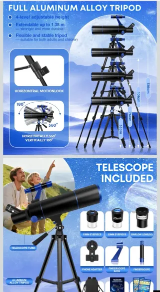 Telescopio Dianfan 80mm Apertura