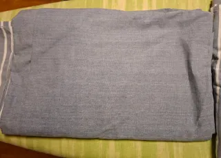 Sábana Cama 150cm Rayas Azul Blanco