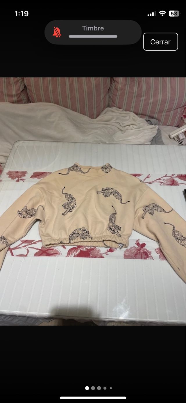 Sudadera crop top tigres beige