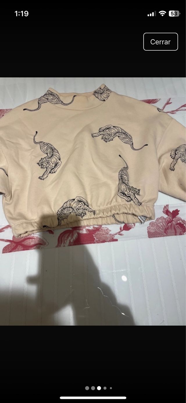 Sudadera crop top tigres beige
