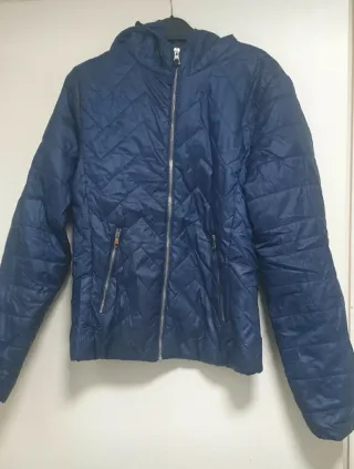 Chaqueta acolchada azul mujer Bershka