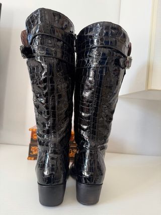 Stivali Alti Vera Pelle Neri