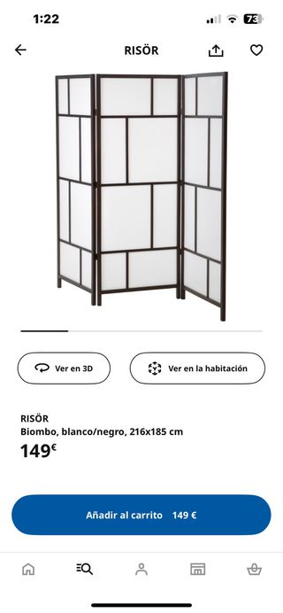 Biombo RISÖR Ikea blanco/negro