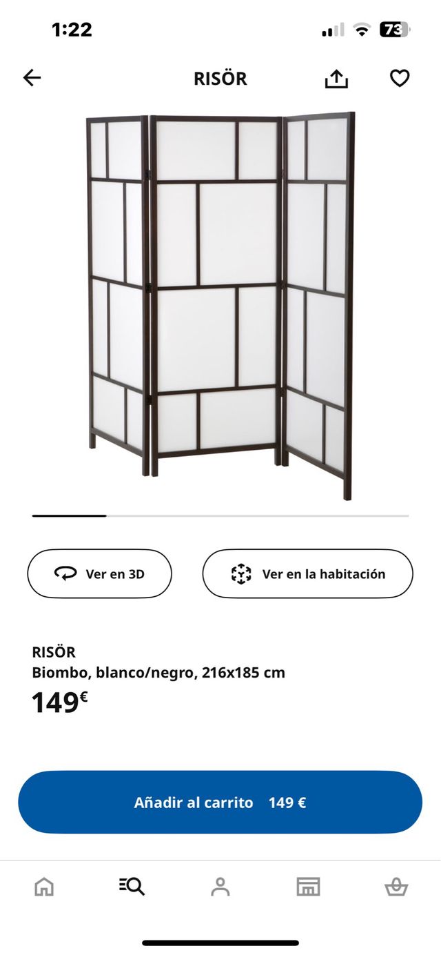 Paravento RISÖR Ikea bianco/nero