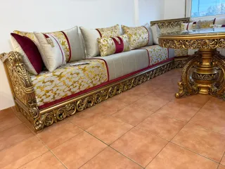 Sofá Marroquí Madera y Tela + REGALO