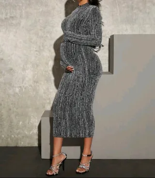 Vestido fiesta premamá plateado