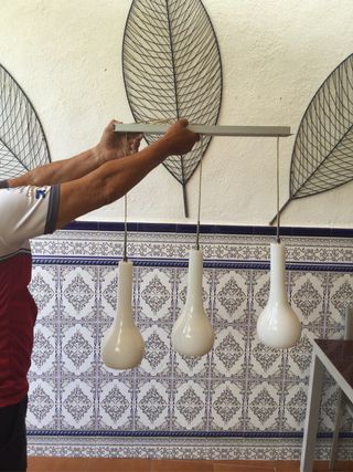 Lámpara de techo salón cristal y metal