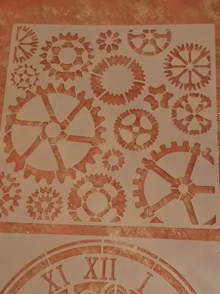 2 Folhas Stencil Steampunk Engrenagens Relógios