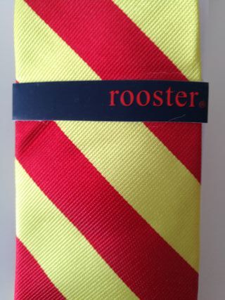 Corbata Rooster Rayas Rojas y Amarillas Seda