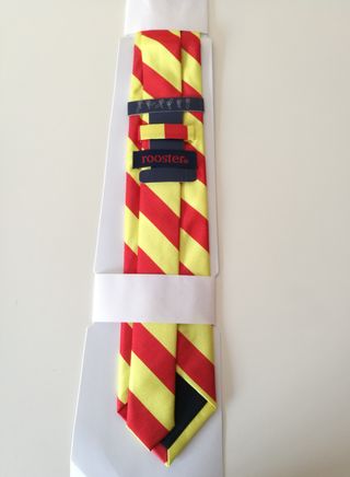 Corbata Rooster Rayas Rojas y Amarillas Seda