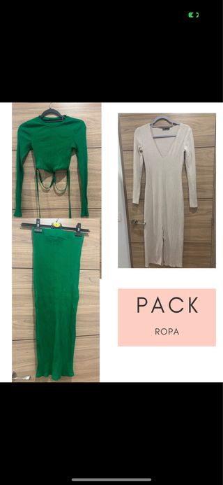 Pack Ropa Verde y Beige Talla S.