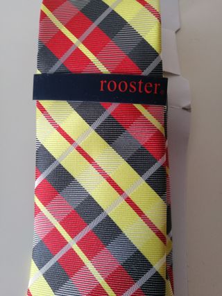 Corbata Rooster Cuadros Rojas y Amarillas Seda