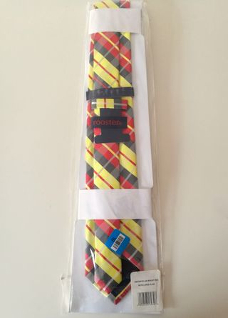 Corbata Rooster Cuadros Rojas y Amarillas Seda