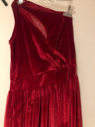 Vestido largo rojo terciopelo fiesta