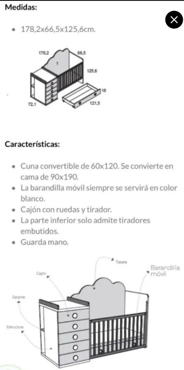 Cuna convertible en cama