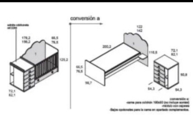 Cuna convertible en cama