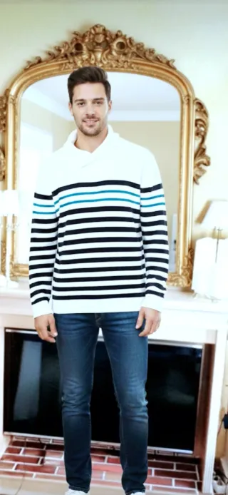 Jersey rayas cuello shawl Cedar