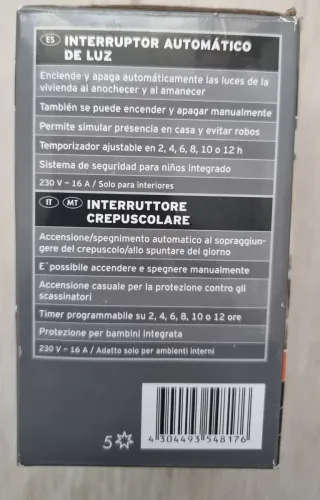Interruptor Automático Luz Crepuscular