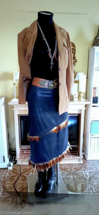 Falda larga efecto piel