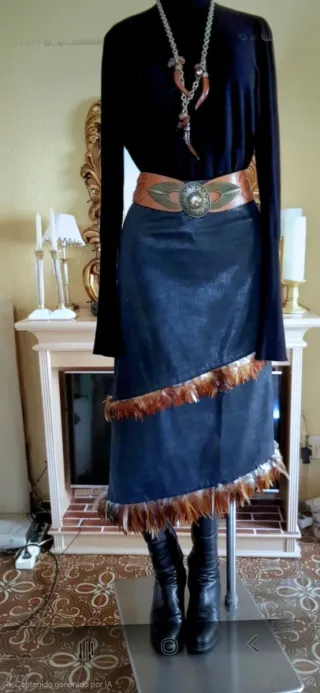 Falda larga efecto piel