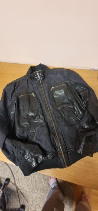 Cazadora  de piel y poliéster sisa 65 largo 71