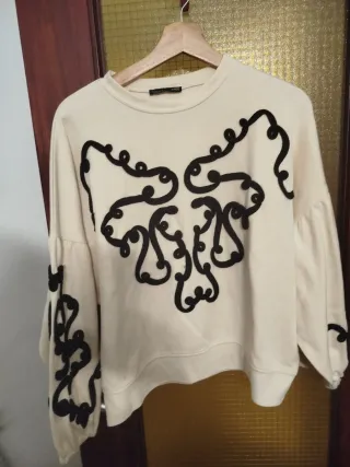 Sudadera Zara Beige Talla S