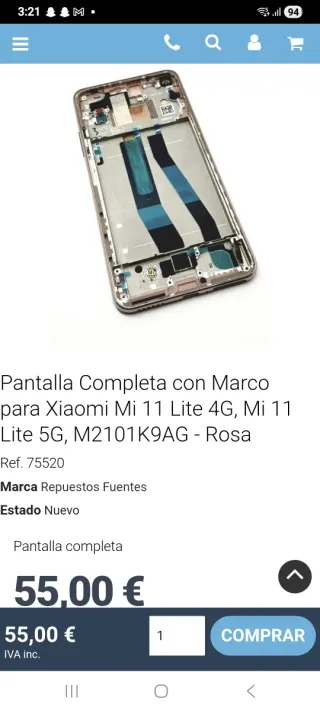 Pantalla Completa Xiaomi Mi 11 Lite /5G Rosa