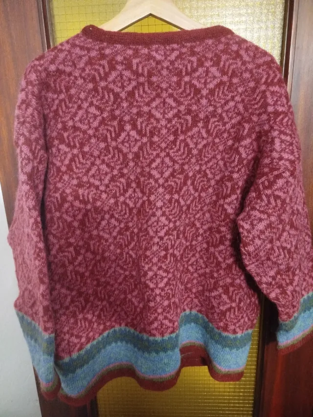 Chaqueta tejida rosa y azul